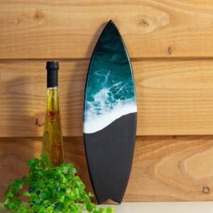 Surfplank - resin art Turquoise Zwart