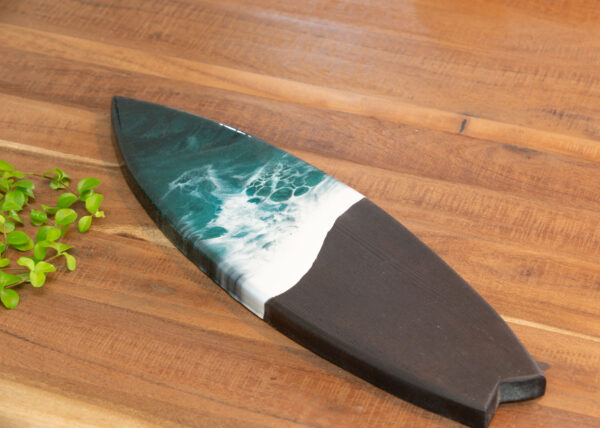 Surfplank - resin art Turquoise Zwart - Afbeelding 2