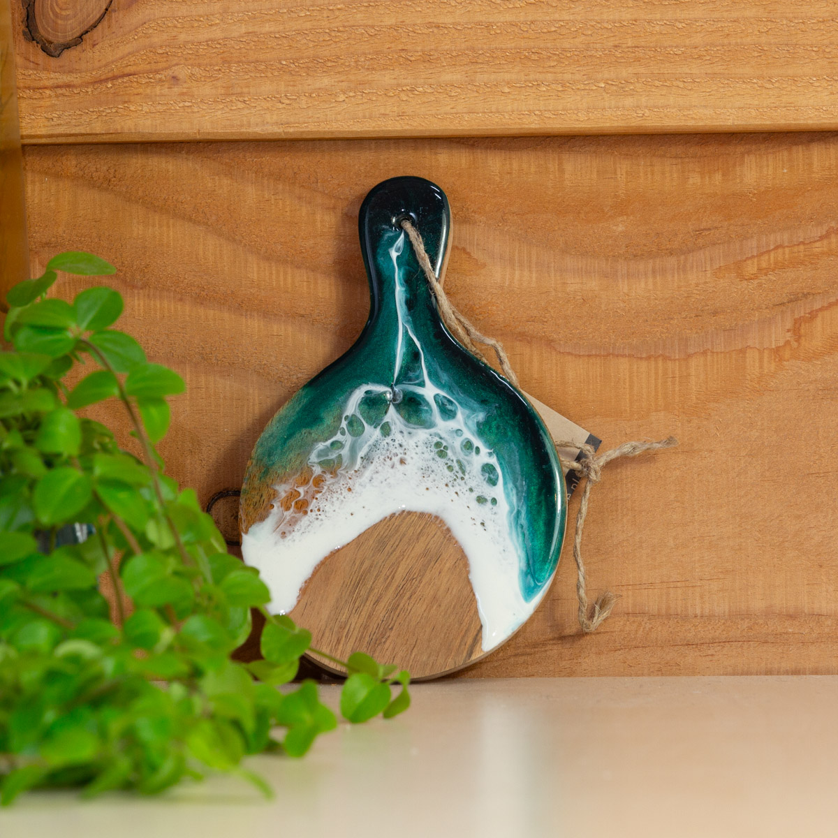 Plankje - resin art Turquoise rond