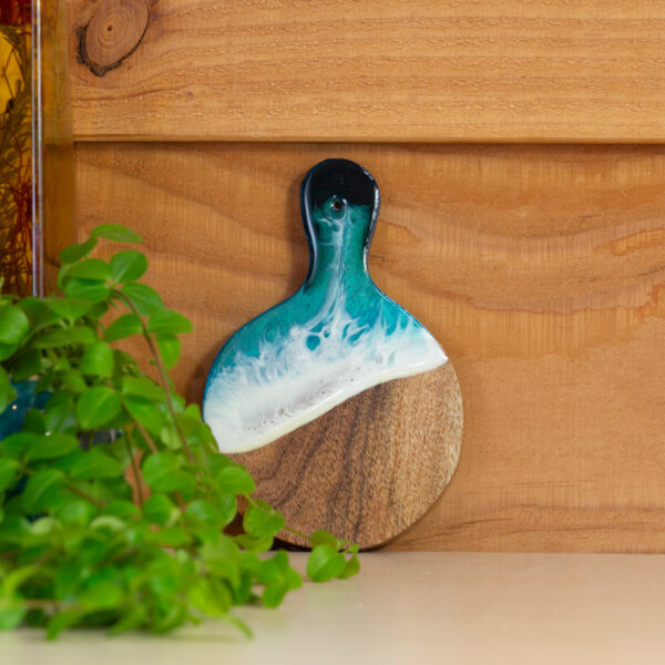 Plankje - resin art Turquoise rond